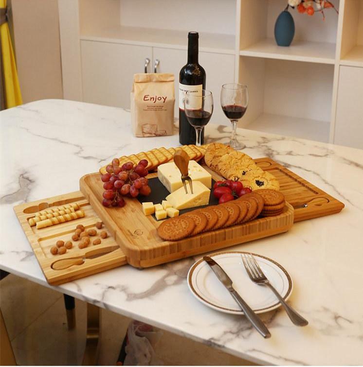 Bamboo Cheese Board Set for Wine and Cheese