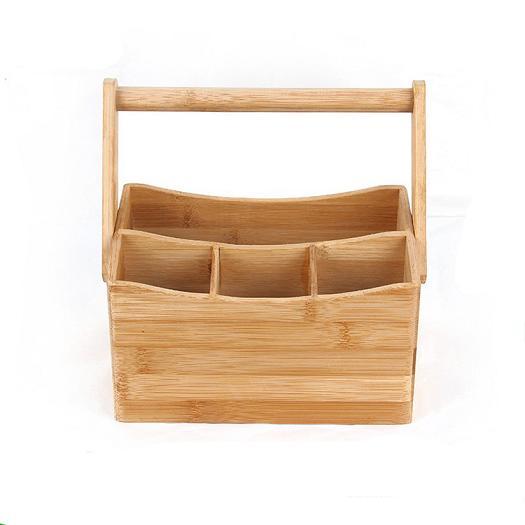 Bamboo Flatware Caddy with Handle